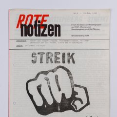 Rote Notizen, Privatbesitz. Die „Roten Notizen“ waren eine linke Studentenzeitung; das linke Format der schon vorher erscheinenden „Notizen“. Bild: Christoph Jäckle