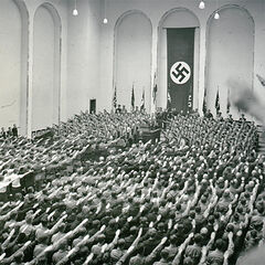Nazi rally in the Neue Aula, 1938.