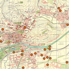 Karte der Standorte von Zwangsarbeiter- und Kriegsgefangenenlagern im Tübinger Stadtgebiet