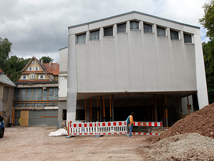 Baustelle der Sanierung der Musikschule Tbingen von außen