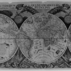 Weltkarte zu den Rudolfinischen Tafeln von Johannes Kepler, 1630. Kupferstich von H. Philipp Walch. Bild: Stadtmuseum Tübingen