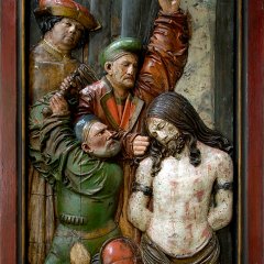 Hans Thoman (Meister von Ottobeuren), „Geißelung Christi" um 1515-1530, Ankauf 1953 im Kunstversteigerungshaus Adolf Weinmüller (München), Provenienz offen. Bild: Stadtmuseum Tübingen