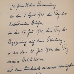 Widmung und Dank an einen Professor Dr. Schönfeld von einem Schützling. Bild: Stadtmuseum Tübingen