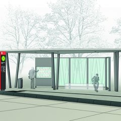 Planskizze der neuen Bushaltestellen am Zentralen Omnibusbahnhof. Bild: Braun Engels Gestaltung/BHM Planungsgesellschaft mbH