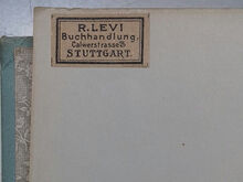 Buch aus der ehemaligen Buchhandlung Levi in Stuttgart, Siegel mit Aufschrift