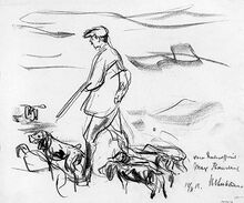 Max Liebermann, „Jäger mit Hunden“