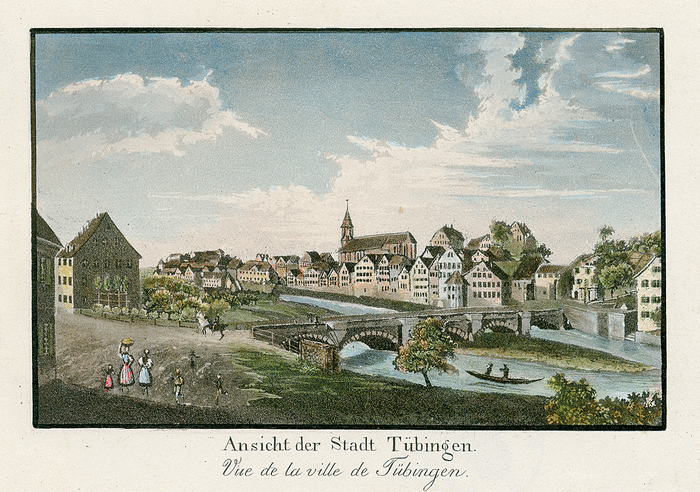 Zeichnung der Tübinger Neckarbrücke im 19. Jahrhundert