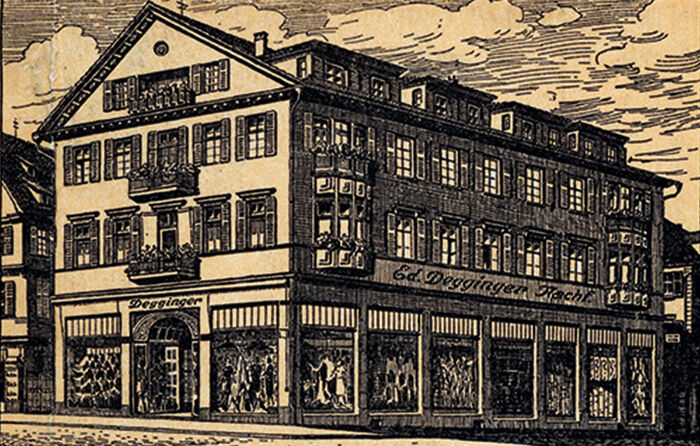 Clothing store Eduard Degginger Nachfolger (Eduard Degginger was the previous owner,"Nachfolger" means "sucessor") in the 1920