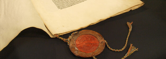 Der Tübinger Vertrag – hier als Faksimile – wurde am 8. Juli 1514 unterzeichnet. Repro: Friedhelm Albrecht