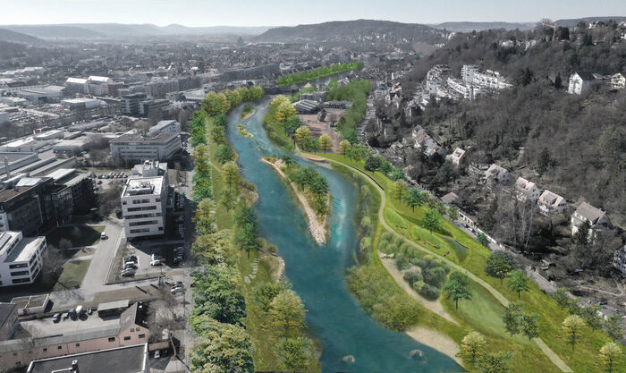 Visualisierung des geplanten Flussparks Neckaraue
